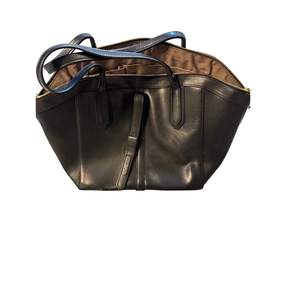 J.Crew Biennial Medium Leather Satchel‎ Tote Black Style 21986 Gold Hardware